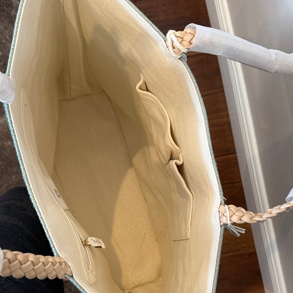 Spartina 449 palm beach tote, Sea Foam with Woven Accents - Picture 6 of 6